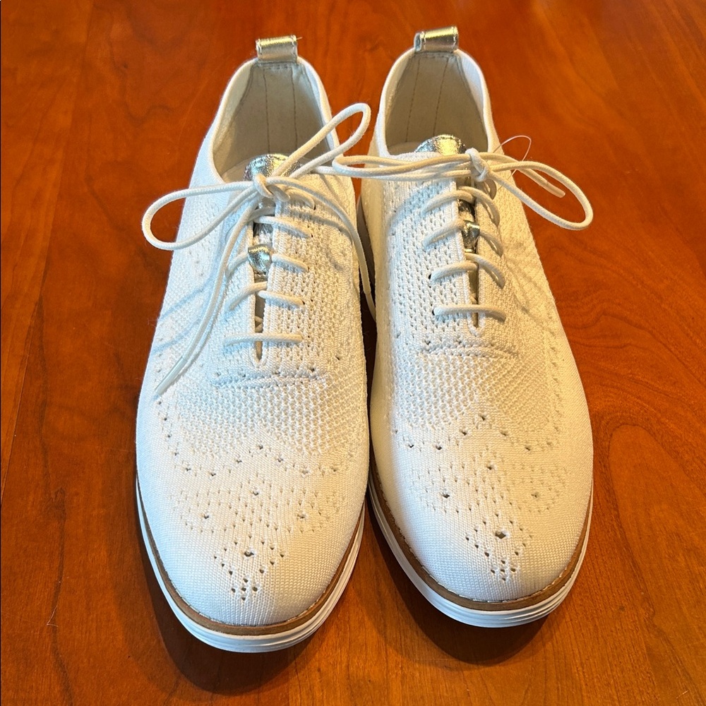 White Knit Oxford Shoes